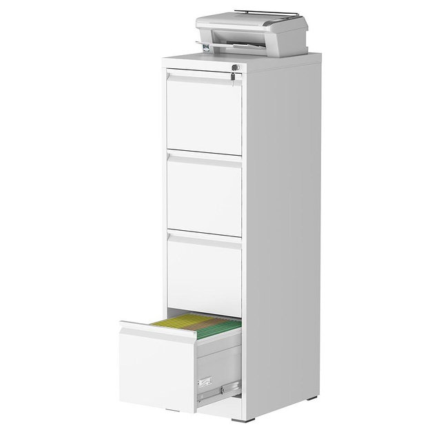 FOSTOKO 4 Drawer File Cabinet with Lock, Steel Vertical Filing Storage Cabinet for Home Office, Heavy-Duty File Cabinets for Letters/Legal/A4 (Require Assembly, White)