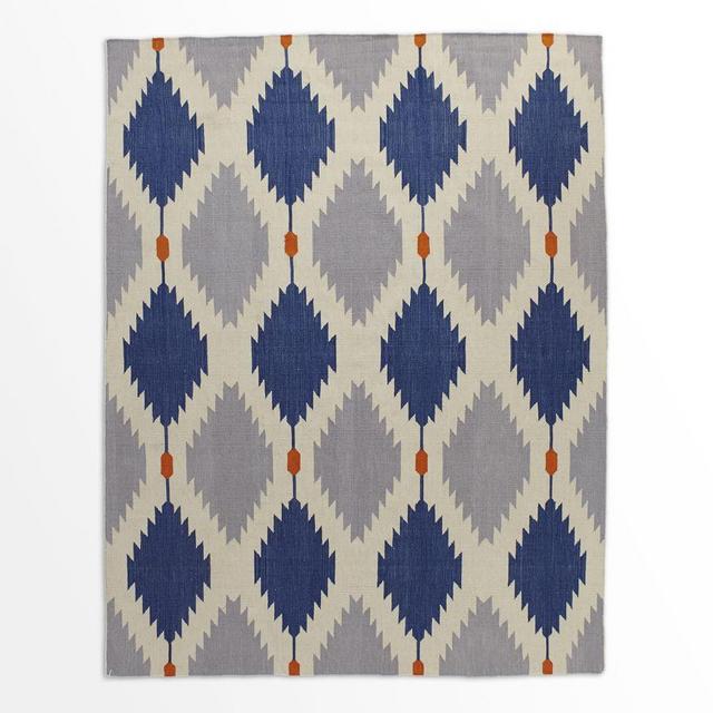 Phoenix Wool Dhurrie Rug, Regal Blue, 3'x5'