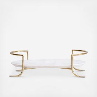 Marble Tray with Gold Metal Stand