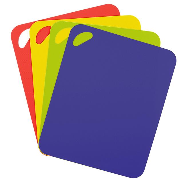 Dexas Mini Heavy Duty Grippmat Flexible Cutting Board Set of Four, 11.5 x 14 inches, Blue, Green, Yellow and Red,6554PK