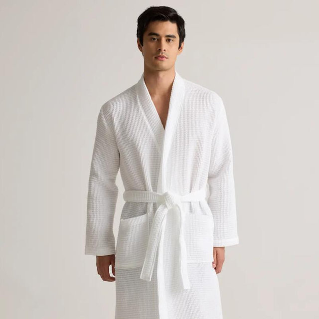 Organic Turkish Waffle Robe - White, L