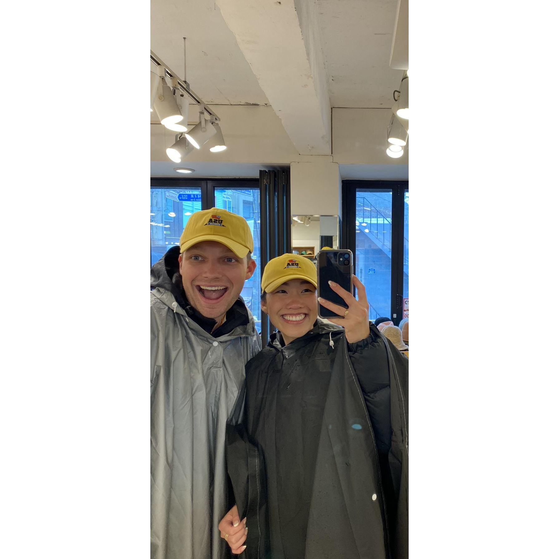 Matching hats in Busan, South Korea
