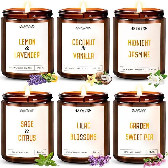 6 Pack Candles for Home Scented, Aromatherapy Candle Gift Set for Women, 42oz 330 Hour Burn Times, Natural Soy Wax Amber Jar Candles for Women, Birthday, Valentine, Anniversary, Christmas