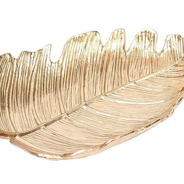 SHANA Metal Jewelry Dish, Small Golden Leaf Shaped Ring Holder, Earrings Storage Box, Hair Pin Tray, Trinket Dish Vanity Tray for Dresser Christmas Birthday Wedding Gifts (Elm leaf)