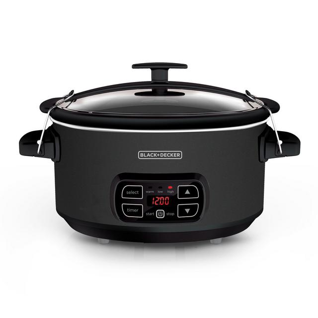 BLACK+DECKER SCD4007 7 quart Digital Slow Cooker with Locking Lid & Chalkboard Surface (Chalk included), Slate