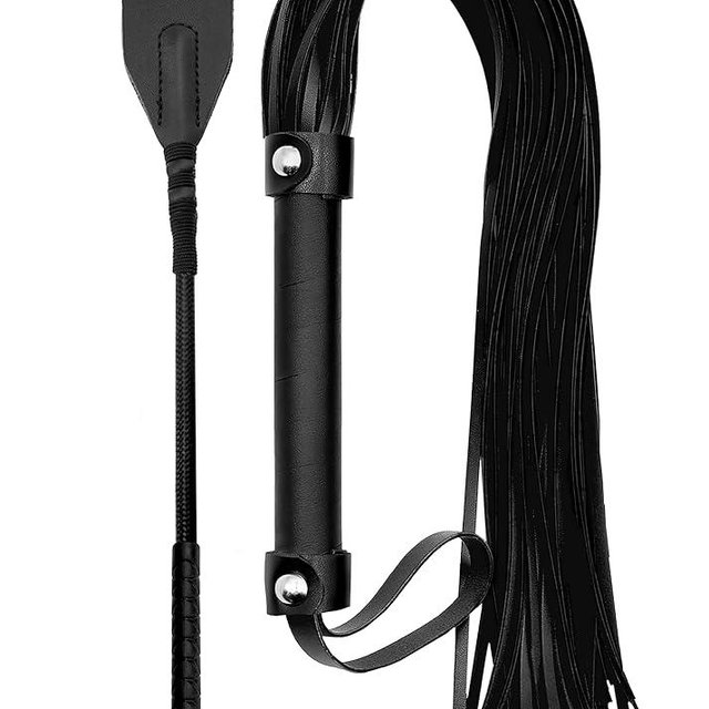 MALINERO Horse Leather Black Crop Whip Set Perfect for Costume Play and Imaginative Adventures