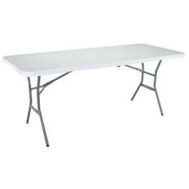6 ft. White Granite Fold-In-Half Table