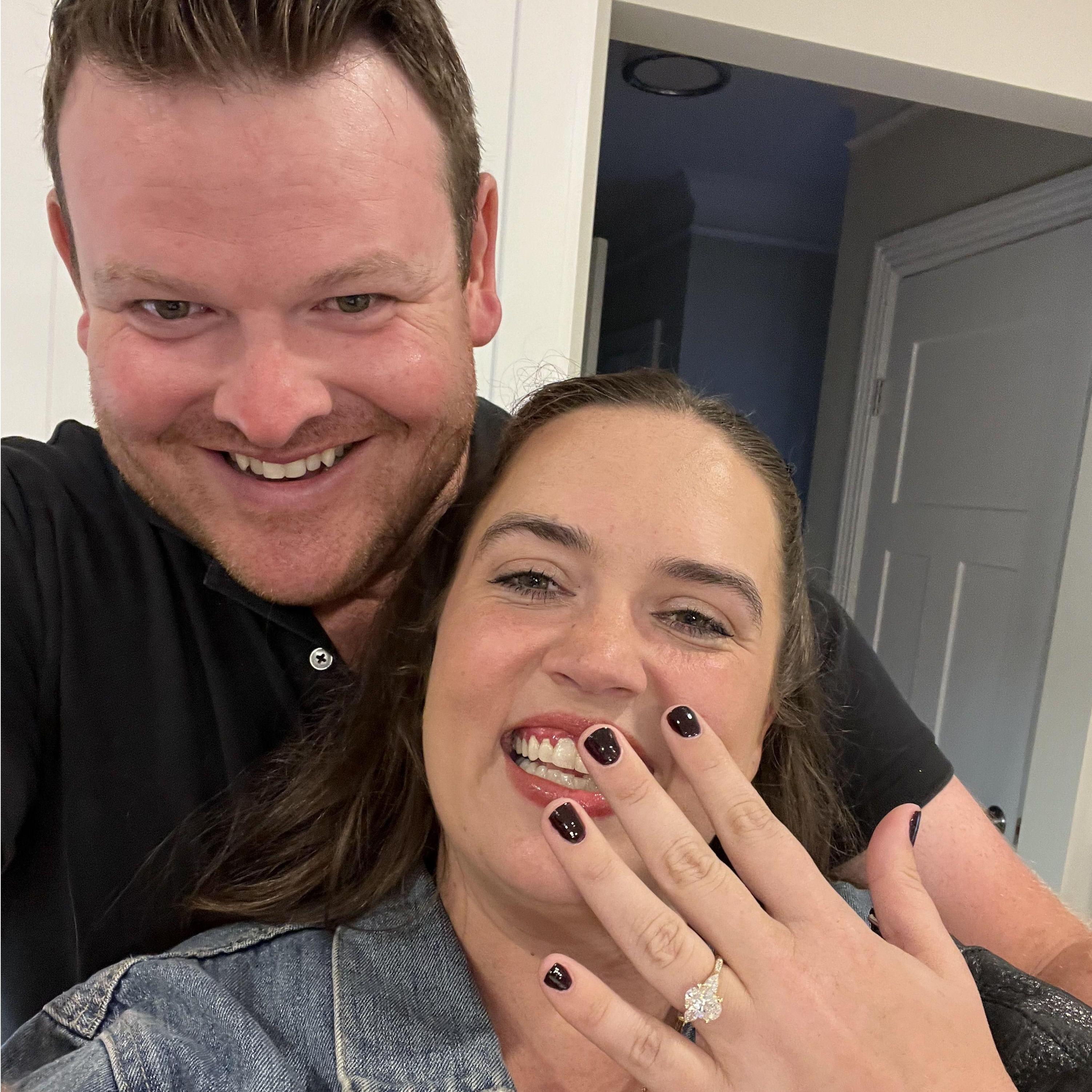 Soaking in the excitement of getting engaged moments before!