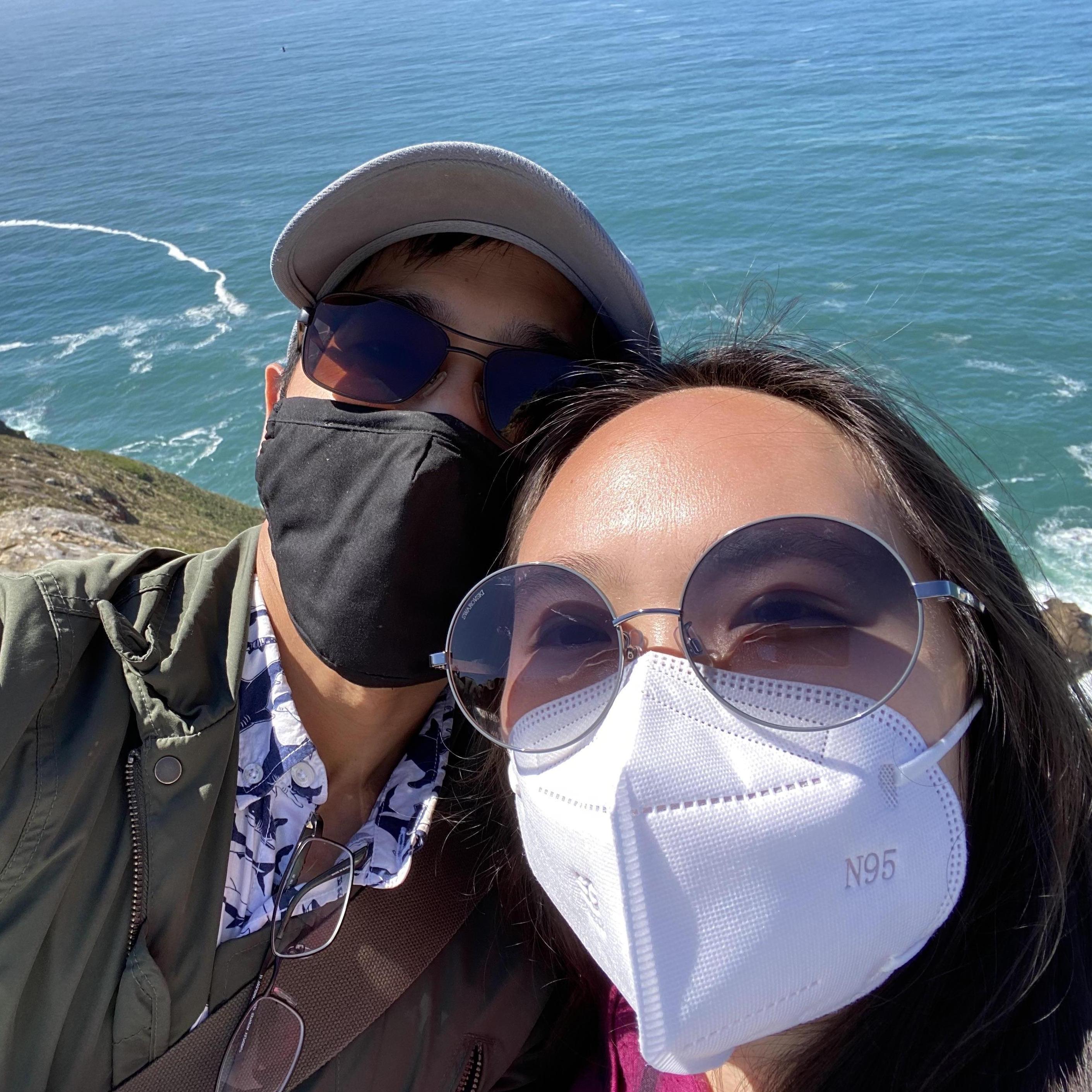 Selfie after we saw whales by the lighthouse in Point Reyes!