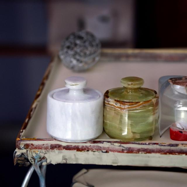 Marble Salt Cellar with Lid - Unique 3" Salt and Pepper Cellar - Gift for Her - Set of Two