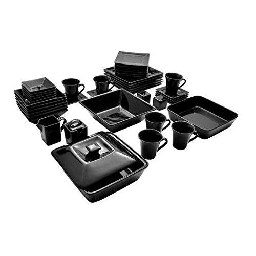 10 Strawberry Street Nova Square Banquet 45-Piece Dinnerware Set (Black)