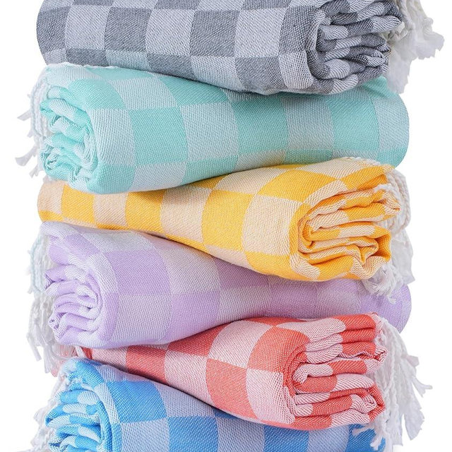 6 Packs Turkish Beach Towel Blanket Bath Pool Towels Bulk Travel Sand Free Quick Dry Extra Large Oversized Cute Big Cotton Soft Lightweight Compact Proof Men Women Adult Long Aesthetic Cloud
