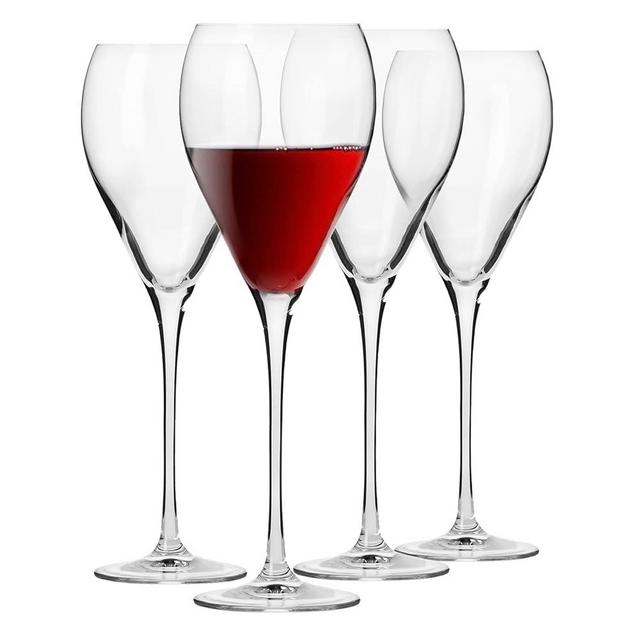Krosno Red Wine Glasses, Set of 4, 16.2 oz, Perla Collection, Elegant Rounded Shape, Durable Crystalline Glass, Unique Design, Dishwasher Safe, Made in Europe