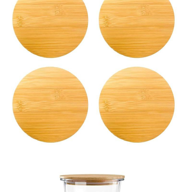Replacement Lid for Pyrex - Only Compatible With 7201 PC 4 Cup Container Bowl,Wooden Round Storage Cover Lids,BPA Free,Reusable Food Storage Lid Airtight Seal Lids Protects Food from Spoilage, 4 Pack