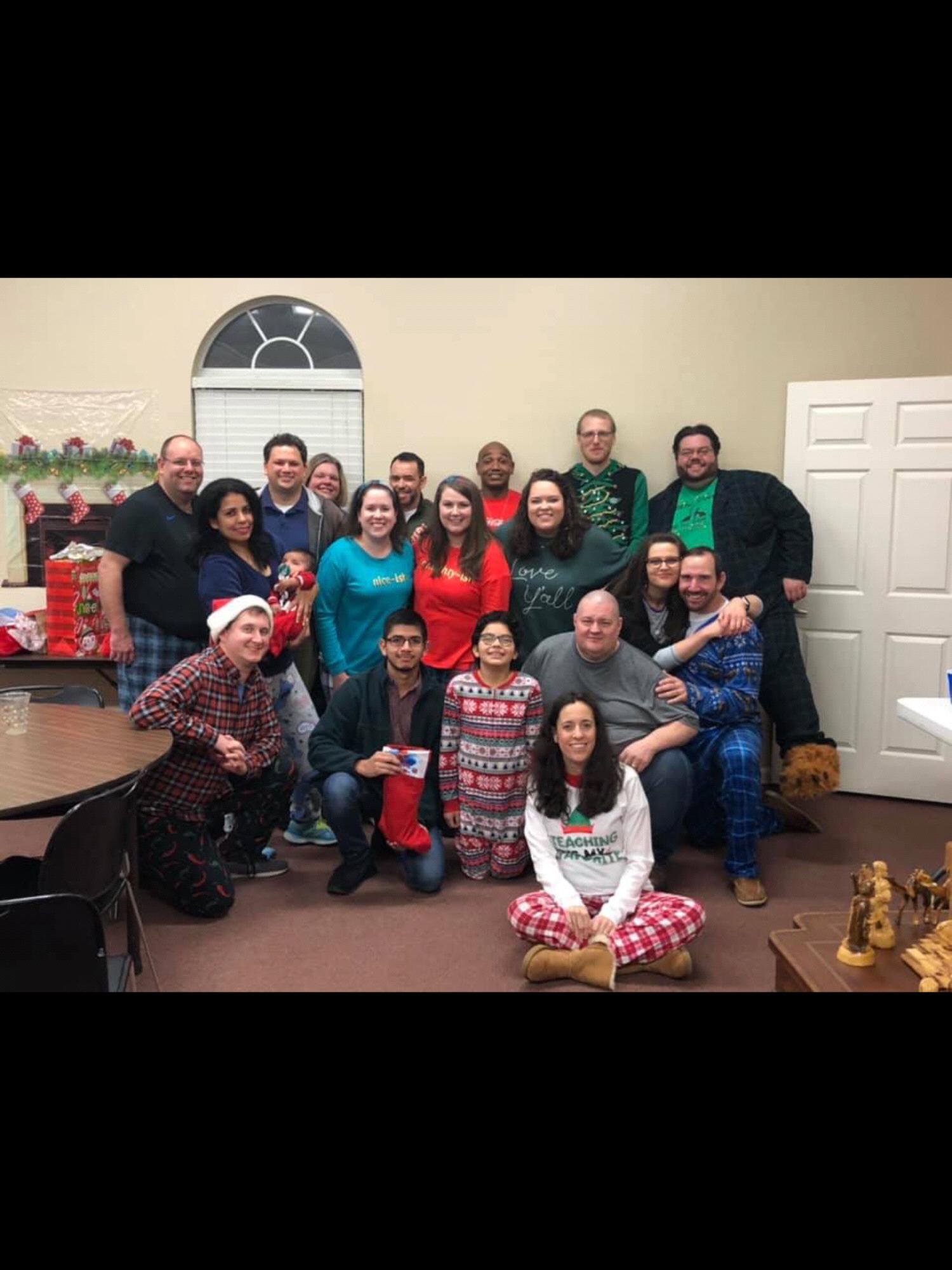 Our life group Christmas pajama night!