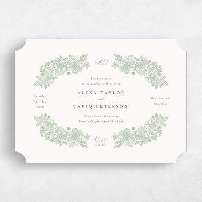 Green Ticket Wedding Invitation - Siena Landscape