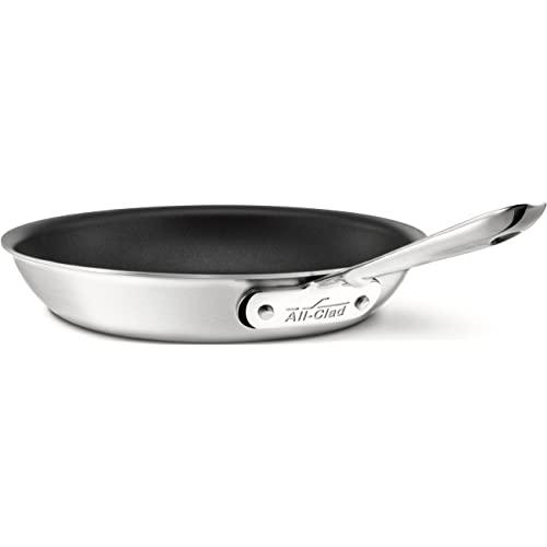 All-Clad BD55112NSR2 D5 Brushed 18/10 Stainless Steel 5-Ply Bonded Dishwasher Safe Nonstick Fry Pan Saute Pan Cookware, 12-Inch, Silver