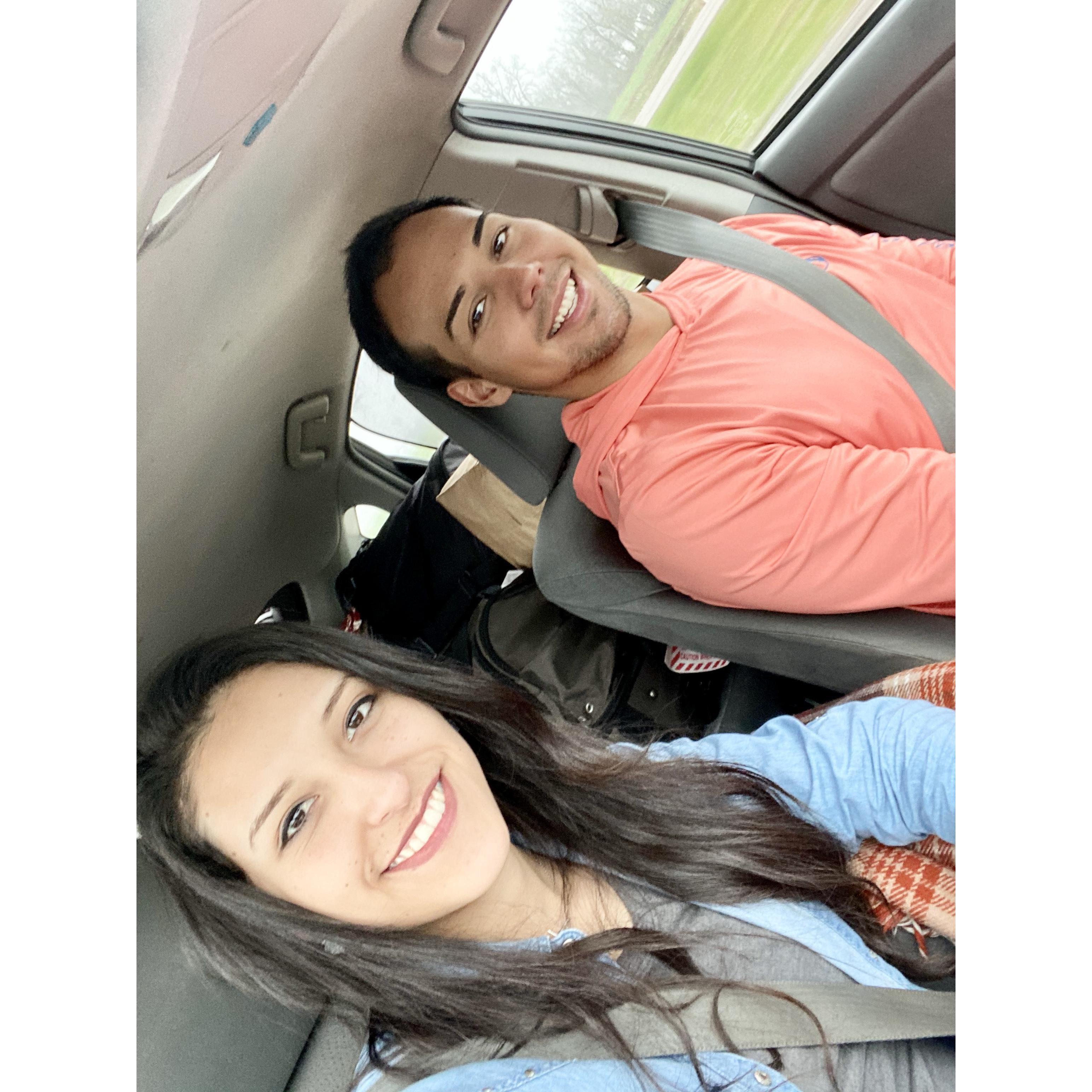 On our way to PA the week that we got engaged.