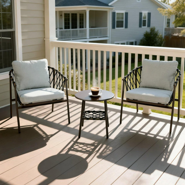 LAUSAINT HOME 3 Pieces Patio Bistro Set, Woven Rope Chairs with Cushions, Outdoor Furniture Set and Side Table