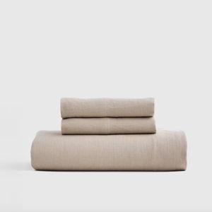 European Linen Fitted Sheet Set - King in Toffee (without flat sheet)