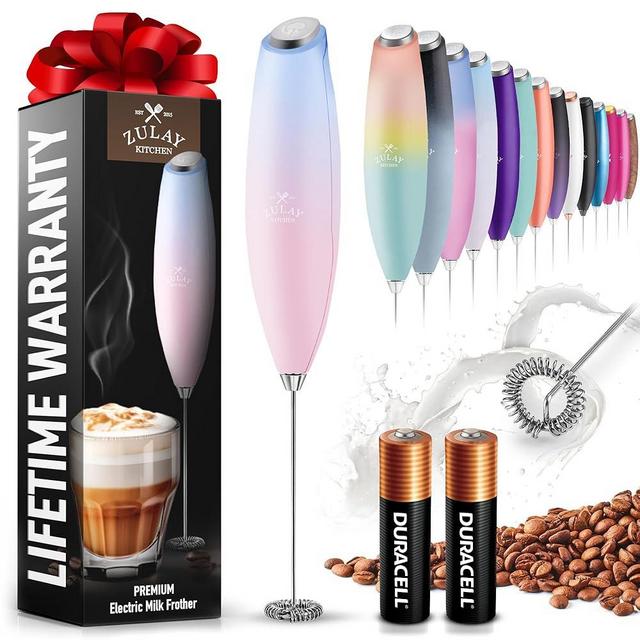 Zulay Kitchen Handheld Milk Frother with Duracell AA Batteries – Ultra Fast Electric Mixer & Foam Maker, Easy-Clean Drink Mixer for Coffee & More - Lavender