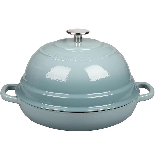 EDGING CASTING Enameled Cast Iron Dutch Oven Pot with Lid, Round Bread Oven for Homemade Sourdough Bread Baking, 6 Quart, Seasalt