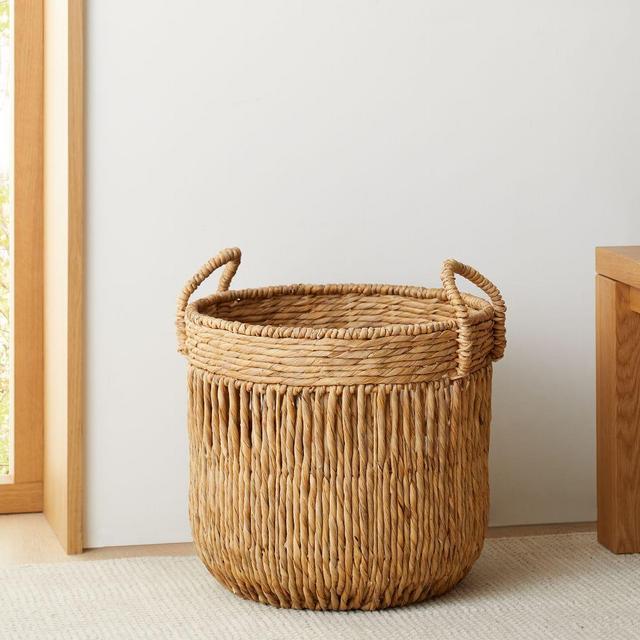 Vertical Lines Baskets, Large Round, Natural