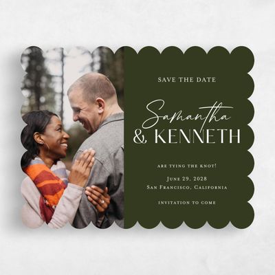 Green Scalloped Wedding Save the Date - Sidney Photo