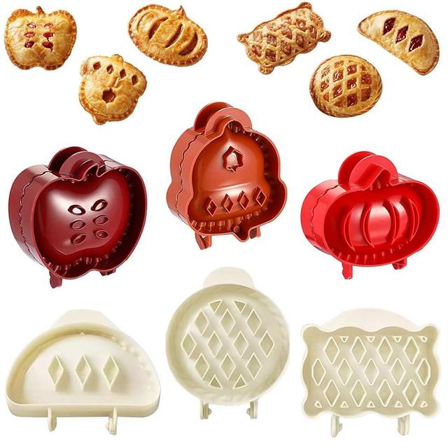 AOLIUP Mini Hand Pie Molds for Baking - 6 Pcs Dough Presser Pocket Pie Molds - One Press Hand Pie Maker Set for Thanksgiving Christmas Party Potluck