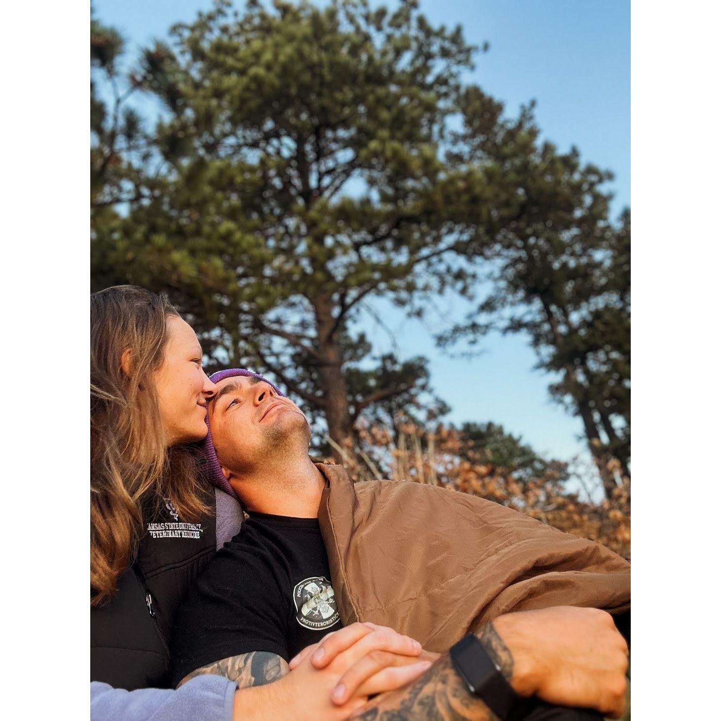 Watching the sunrise on top of a mountain in Colorado Springs in Oct, 2023