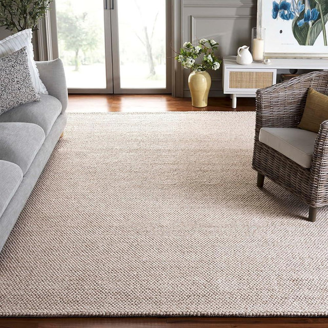 SAFAVIEH Area Rug 8x10 - Natura Collection - Large - Beige & Ivory, Handmade Wool, Ideal for Living Room, Bedroom, Dining Space (NAT425B)