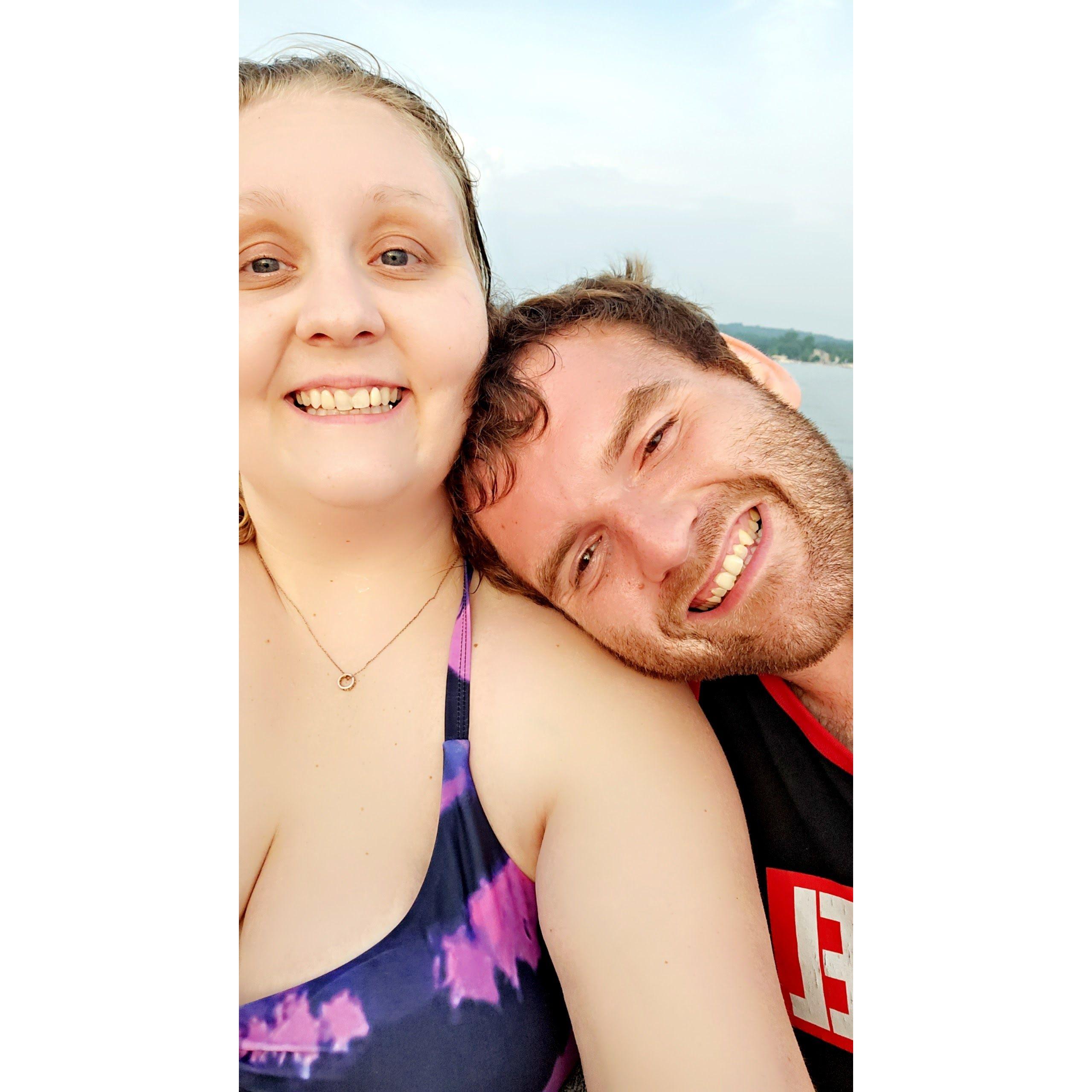 On a boat at gun lake. July 2023