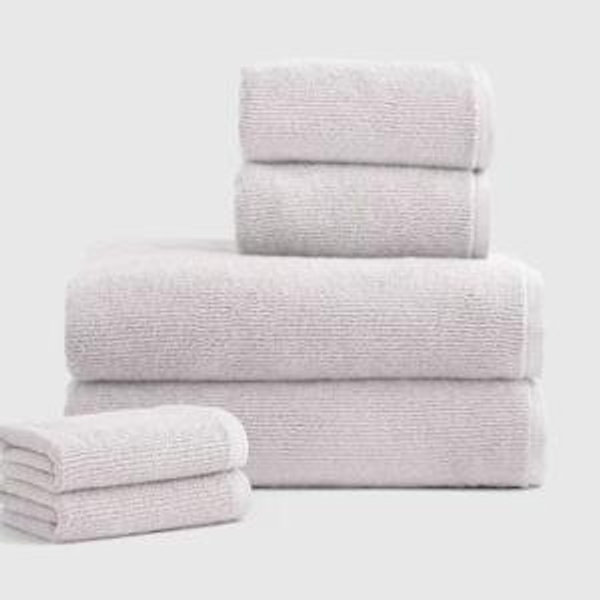 Silver - Turkish Ribbed Quick Dry Bath Towel Bundle