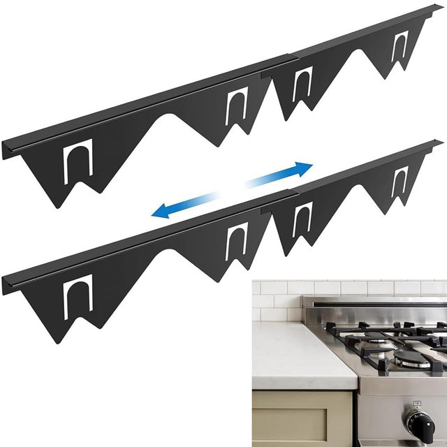 Stove Gap Covers Stainless Steel Gap Filler for Stove and Counter Top Easy Retractable Length 13.8" to 27.5" Kitchen Oven Side Gap Filler, Range Trim Accessories