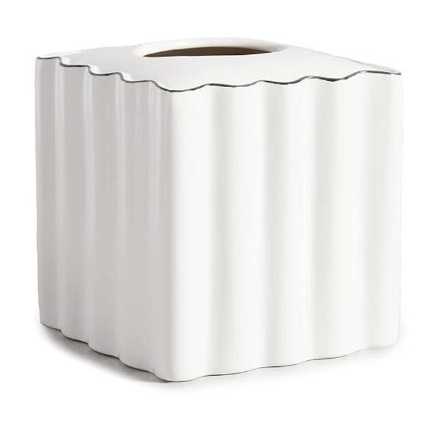 Kassatex Women's Le Marais Tissue Holder, White, One Size