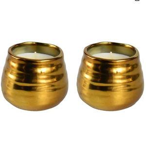 Regal Golden Textured Midas Small 8 Ounce Ceramic/Wax Scented Votive Jar Candle for Home or Office, Opulence, 2 Pack