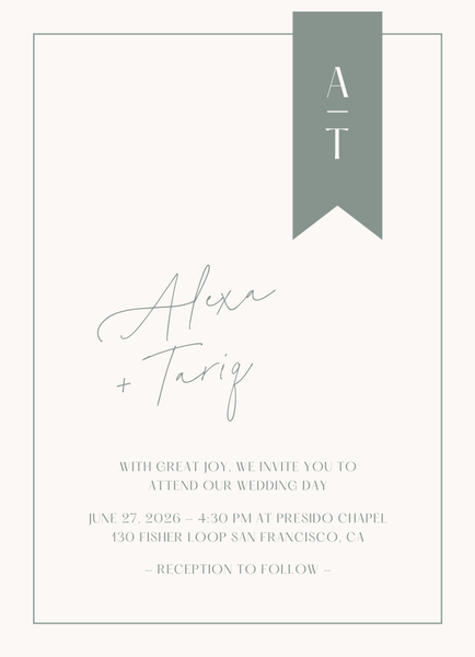 Raven Classic | Deep Sage | Zola Wedding Invitations