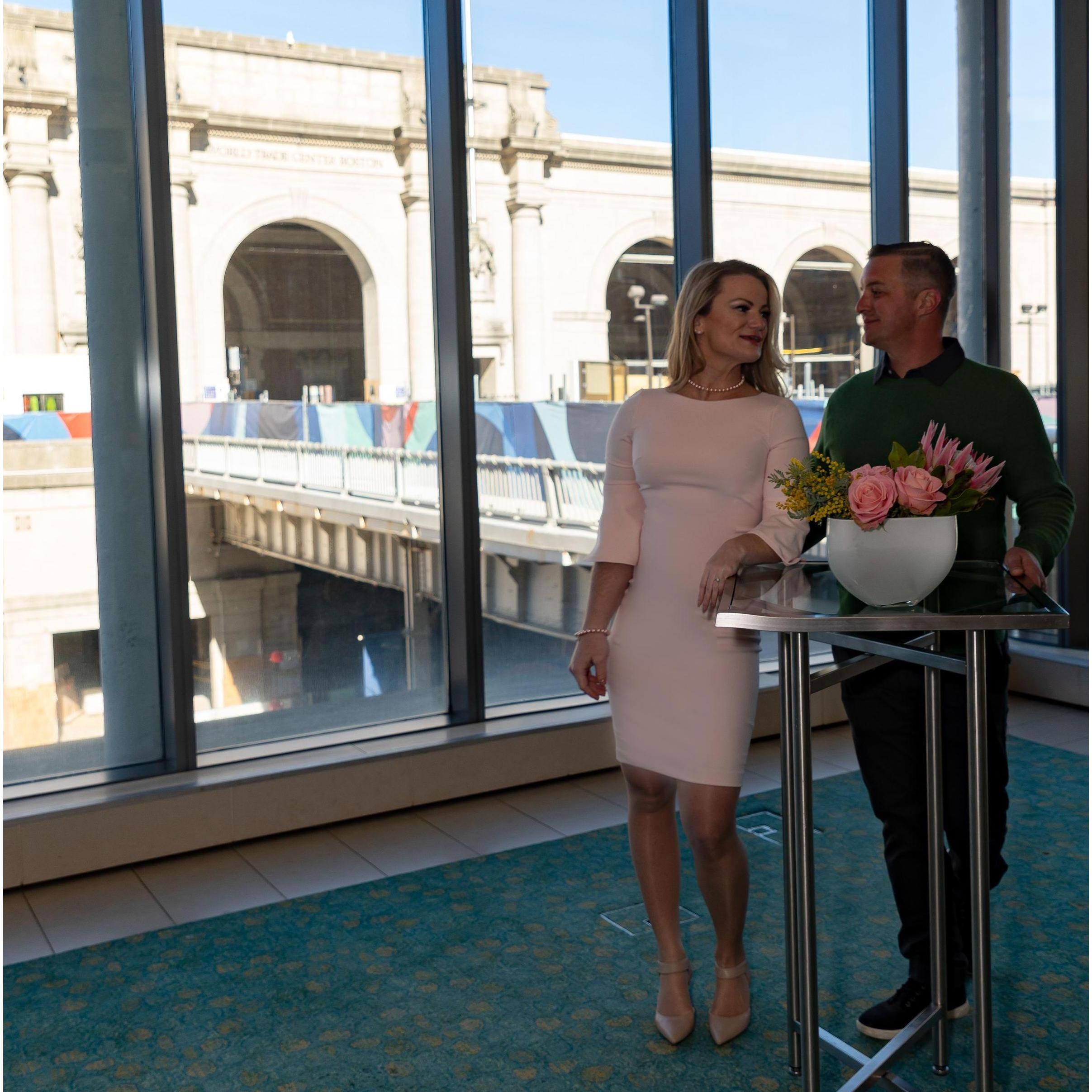 This is the room where the wedding reception will be. By the day of the wedding, construction on the bridge to the world trade center will be complete. It's a great spot for pictures!