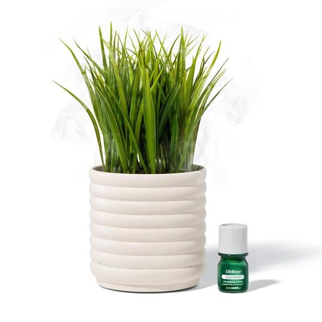 Lifelines Plant Diffuser - Featuring Cascading Mist & Aromas - Modern Planter Aromatherapy Diffuser - Faux Plant Diffuser - 100% Pure Essential Oils & Sustainably Sources Botanicals - Natural - Grass