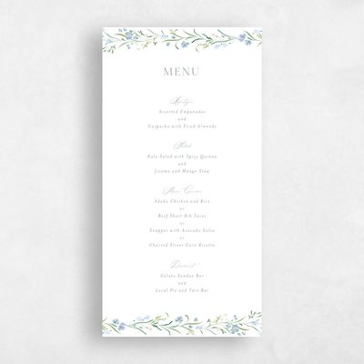 Powder Blue Wedding Menu - Mirtillo