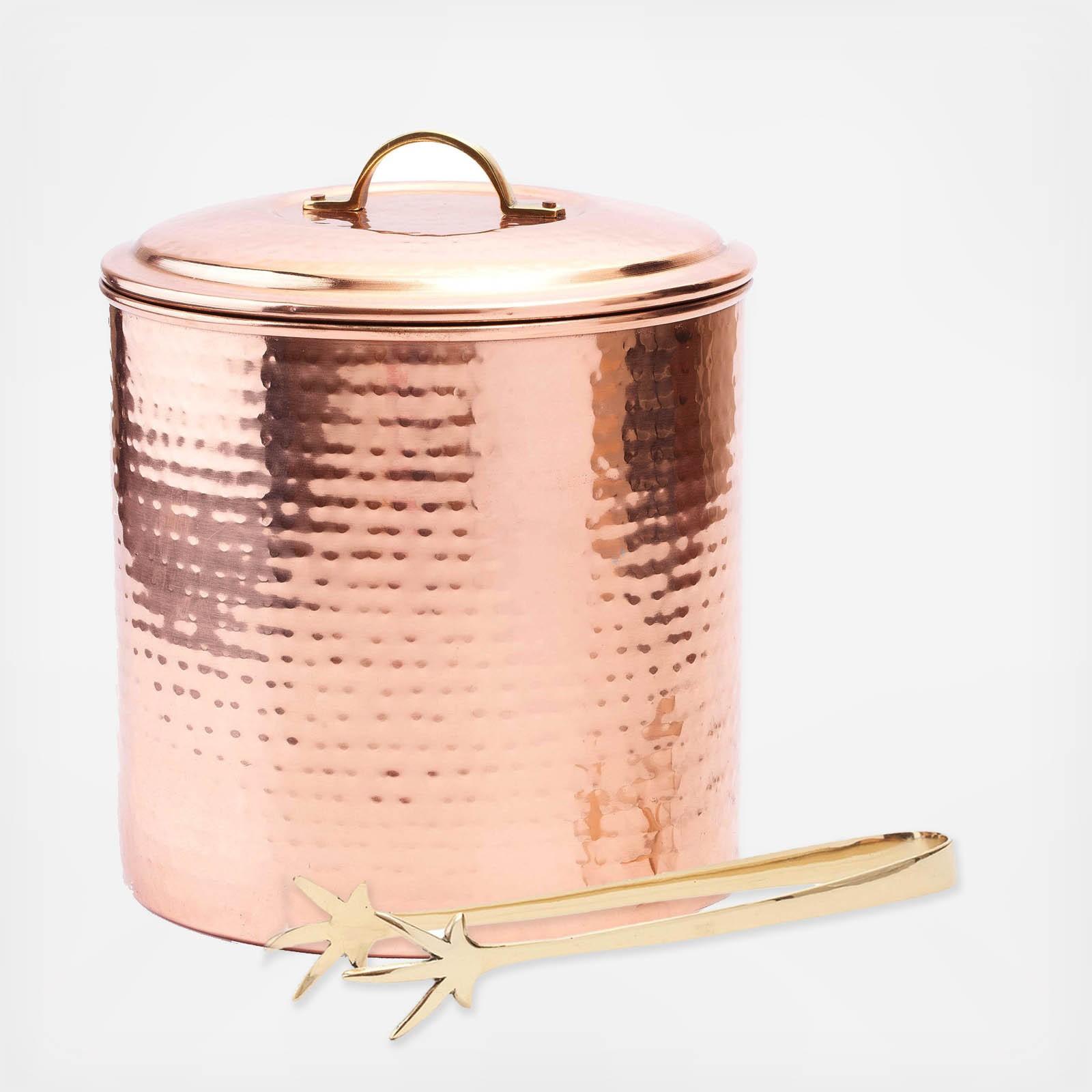 copper ice bucket with lid