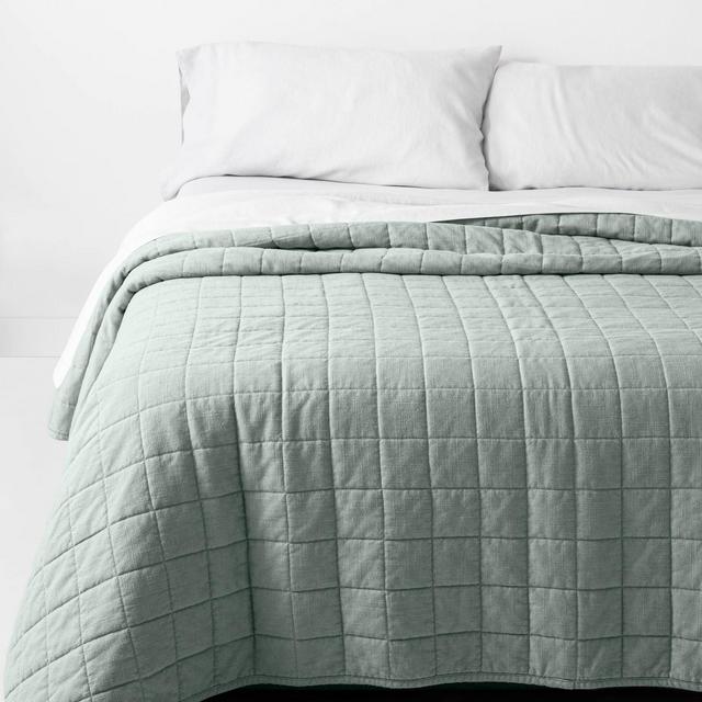 King Heavyweight Linen Blend Quilt Sage Green - Casaluna™