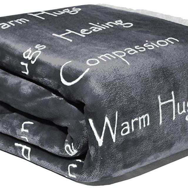 Compassion Blanket - Strength Courage Super Soft Warm Hugs, Get Well Gift Blanket Plush Healing Thoughts Positive Energy Love & Hope with Fluffy Comfort (50 x 65 Charcoal Gray)