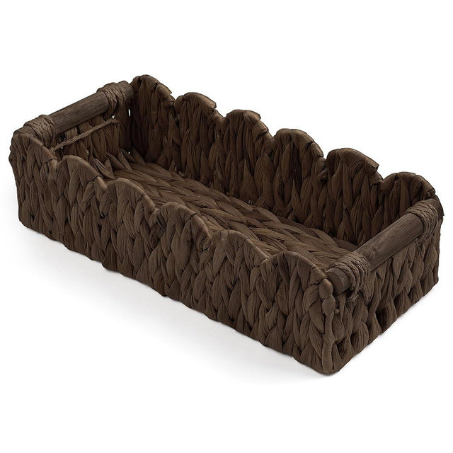 Toilet Paper Storage Basket Bathroom Counter Organizer Wicker Baskets for Organizing Cute Basket for Bedroom Nursery Room Kitchen Bathroom Decor -Dark Brown