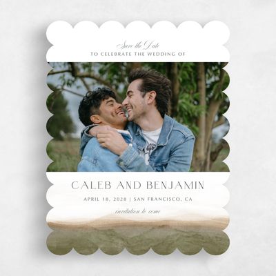 Brown Scalloped Wedding Save the Date - Dew Photo