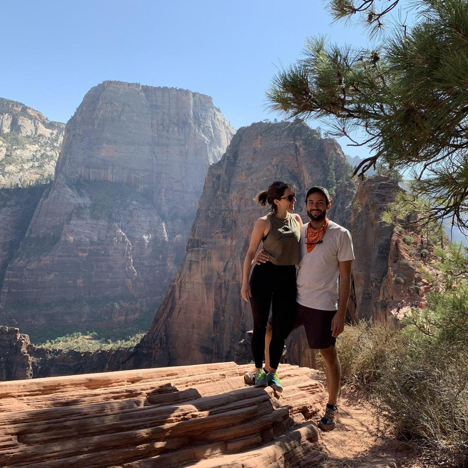 Not pictured: the 1000 ft drop one foot behind us at Angel’s Landing in Zion