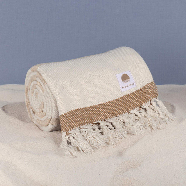 Beach State Oceanside Outdoor Beach Blanket Driftwood Stripe