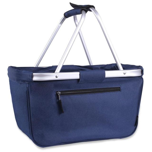 Picnic Basket, SIYUAN Collapsible Shopping Basket 24L Portable Grocery Basket with 2 Handles Reusable Folding Market Basket for Travel Picnic Camping, Navy