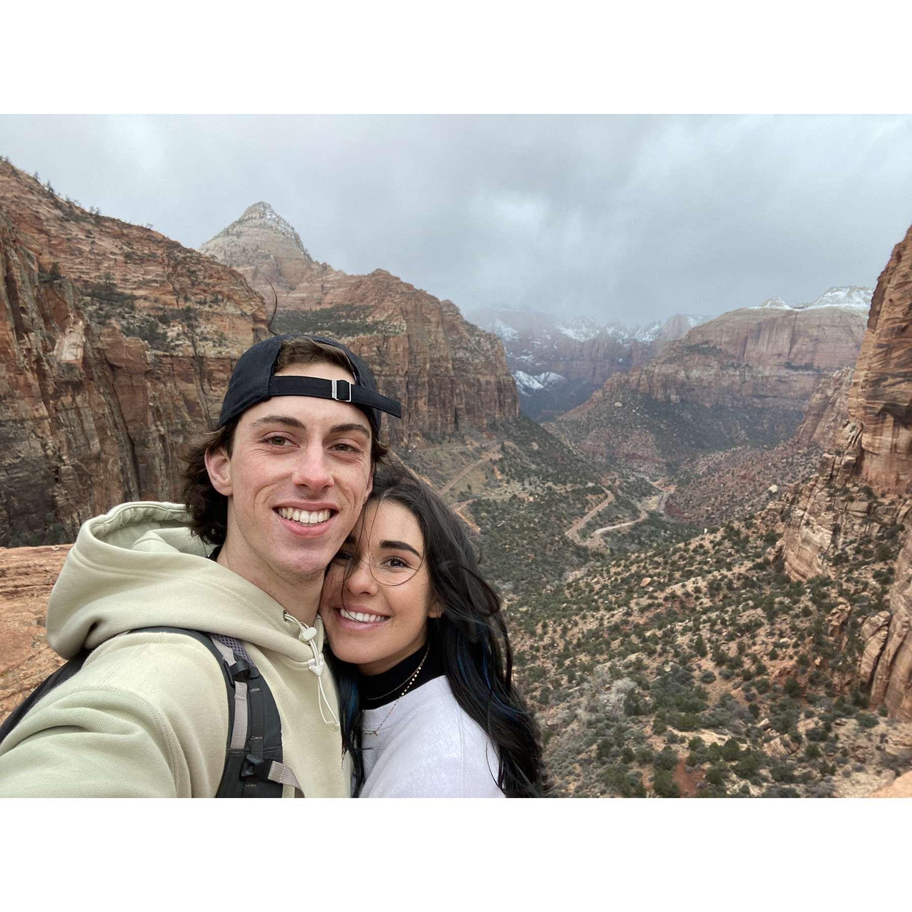 First hike together! We went to Zion during our winter break.