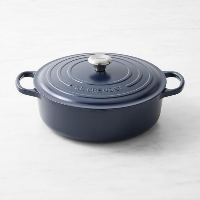 Le Creuset Signature Enameled Cast Iron Round Wide Dutch Oven, 6 3/4-Qt., Matte Navy